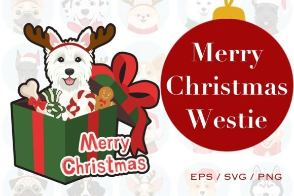 Adorable Christmas Westie Sticker: A Joyful Graphic Illustration