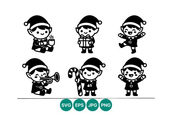 Charming Six Christmas Elf Graphics for Festive Branding