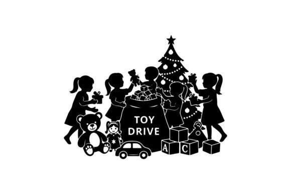 Children Donating Toys: A Versatile Graphic for Holiday Sales