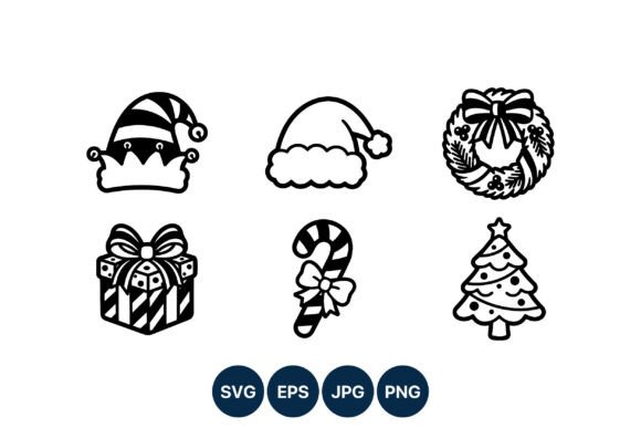 Christmas Black White Icons: A Versatile Graphics Set