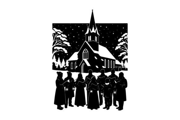 Christmas Choir Graphics: Elegant Silhouette for Branding