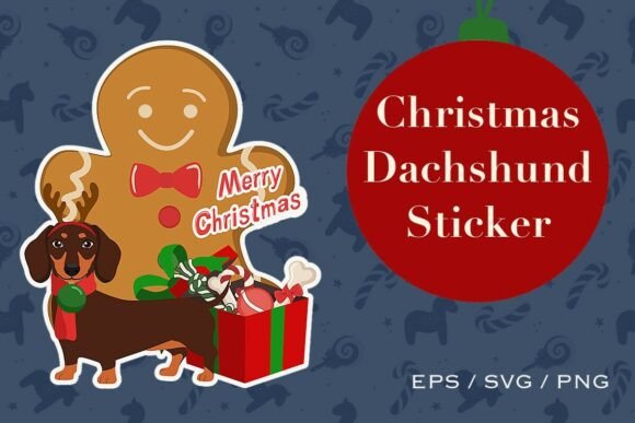 Christmas Dachshund Sticker: A Festive Graphic Asset