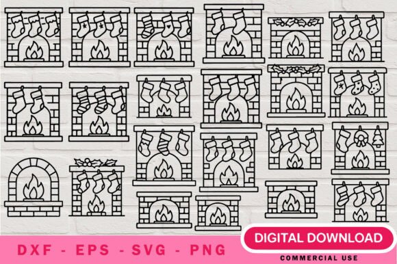 Christmas Fireplace Stockings SVG: Festive Graphics for Holiday Crafts