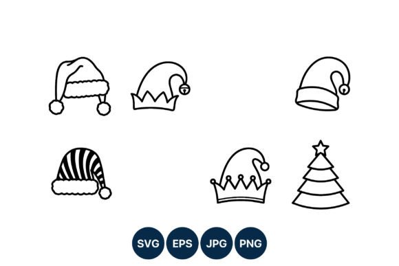 Christmas Hats Line Art: A Versatile Graphics Asset for Holiday Content