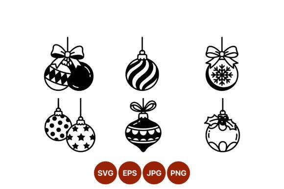 Christmas Ornaments Black White Vector: A Versatile Graphics Set