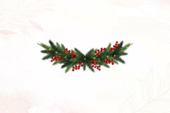 Christmas Pine Garland with Berries: A Versatile Graphic