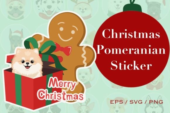 Christmas Pomeranian Sticker: A Charming Addition to Holiday Graphics