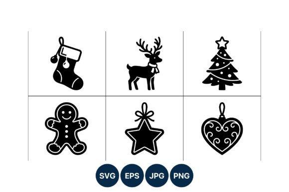 Christmas Silhouette Icons Set: A Versatile Graphics and Illustrations Asset
