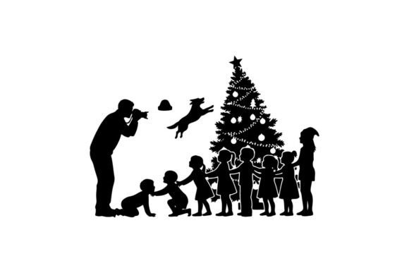 Christmas Silhouette of Family Decoratin: Festive Graphics for Crafters