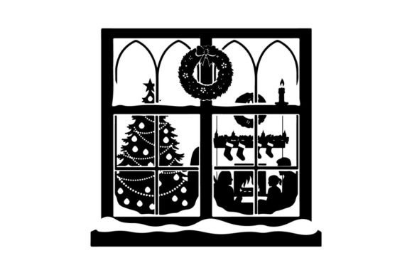 Christmas Silhouette Through Stained Gla: A Versatile Graphics Asset