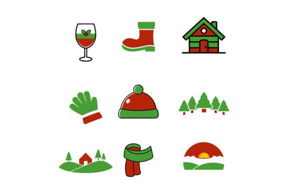 Classic Christmas Vector Icon Set – Time for Creative Graphics