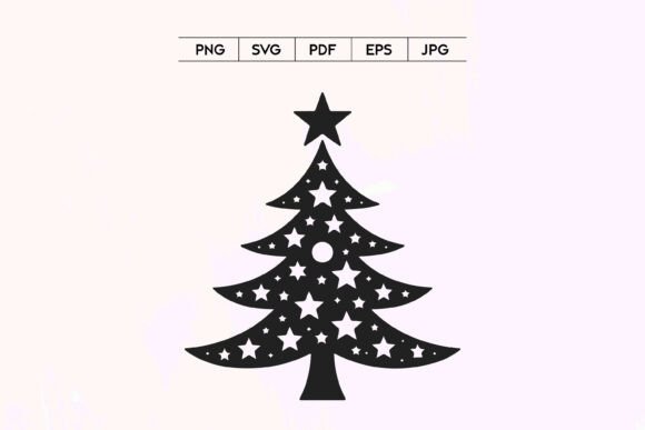 Decorated Christmas Tree with Stars Icon: A Festive Graphics and Illustrations Asset