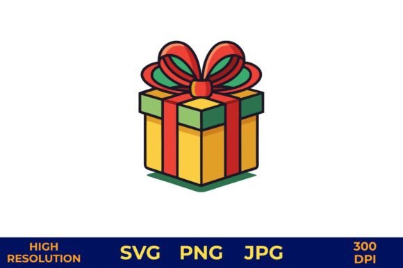 Festive Christmas Gift Box with Ribbon: A Graphics Must-Have