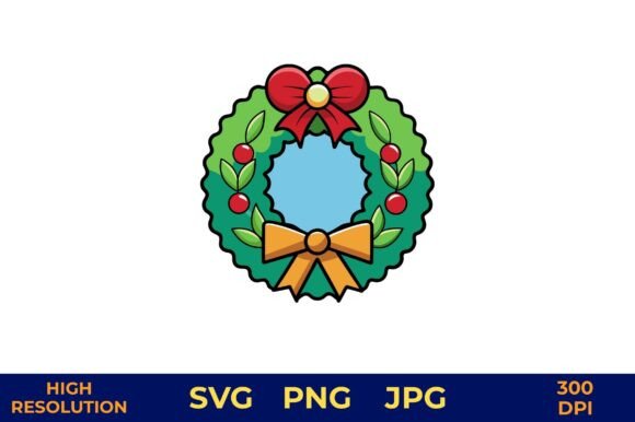 Festive Christmas Wreath with Bows: A Graphic Design Asset for Holiday Marketing