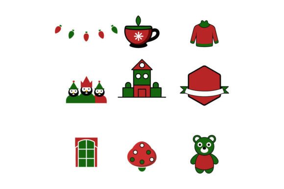 Fresh Holiday Christmas Vector Icon Set for Graphics and Illustrations
