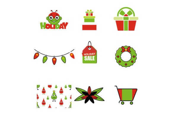 Glowing Merry Christmas Flat Icon Set: A Graphics Must-Have