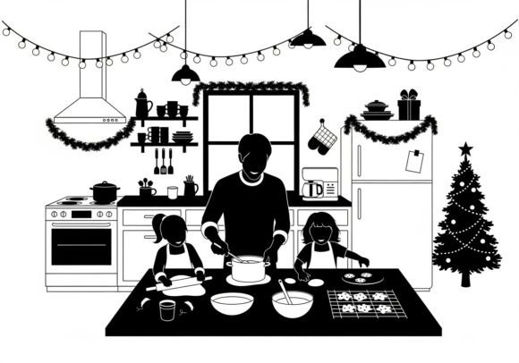 Review: Silhouette Man Children Baking Christmas