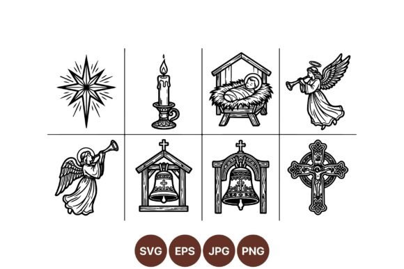 Vintage Christmas Nativity Clipart: Perfect for Religious Graphics and Illustrations
